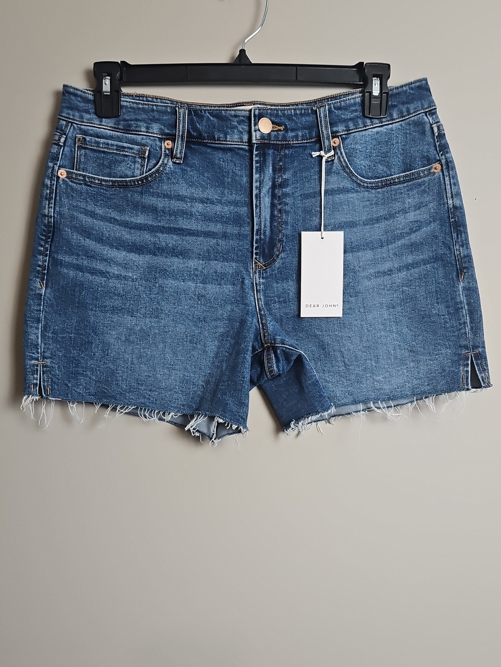 Dear John Julian Raw Hem Shorts: Color- Medium Wash Blue Denim: Size- 31